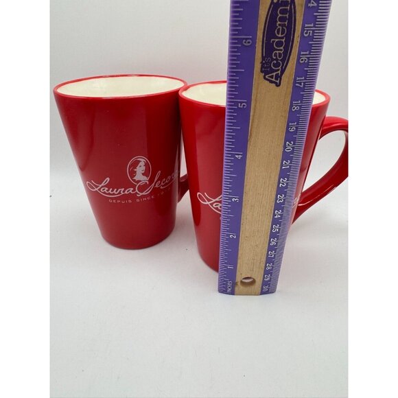 Two Brands Unlimited Laura Secord Coffee Mug Tea Cup Since 1913 Red Set of 2 - Picture 5 of 7